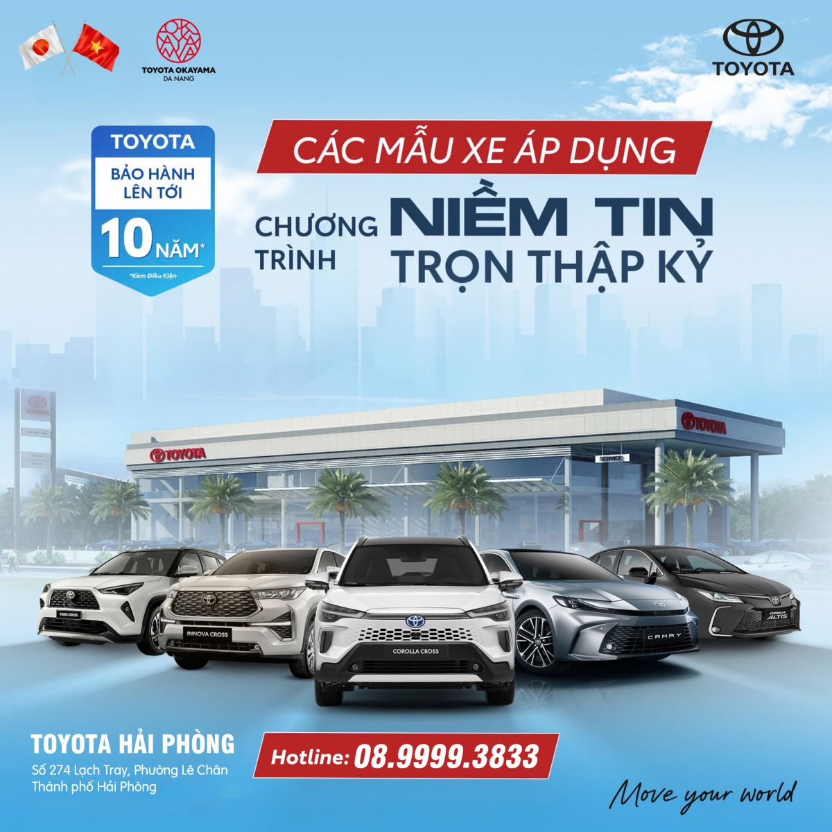 Các mẫu xe áp dụng chương trình khuyến mãi vàng trọn thập kỷ của toyota